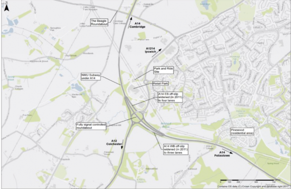 A14 J55 Copdock interchange